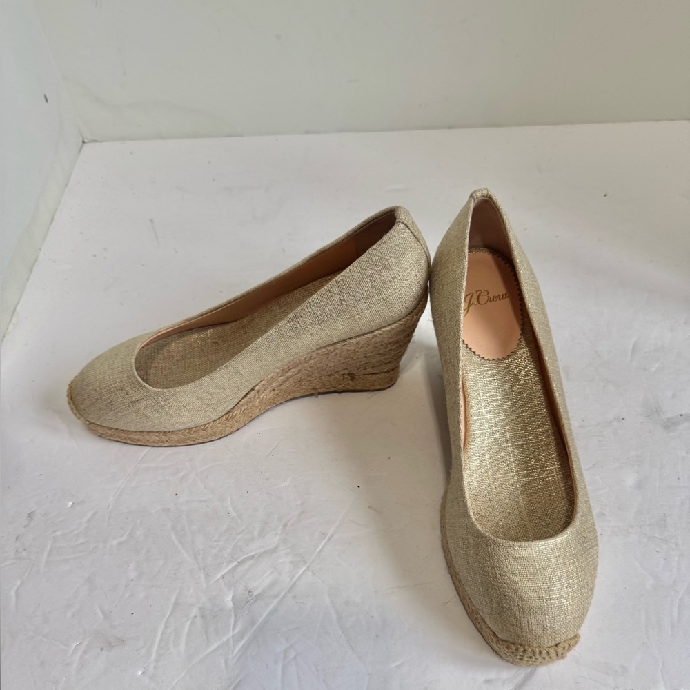 NWOT J. Crew Seville espadrille wedges in metallic canvas. Size 5.5 - Picture 4 of 16